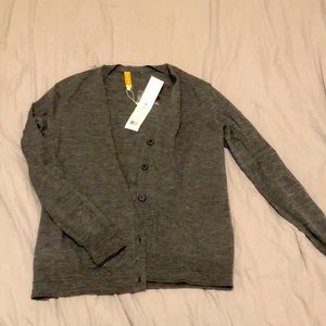 Tory Burch gray button up sweater size medium